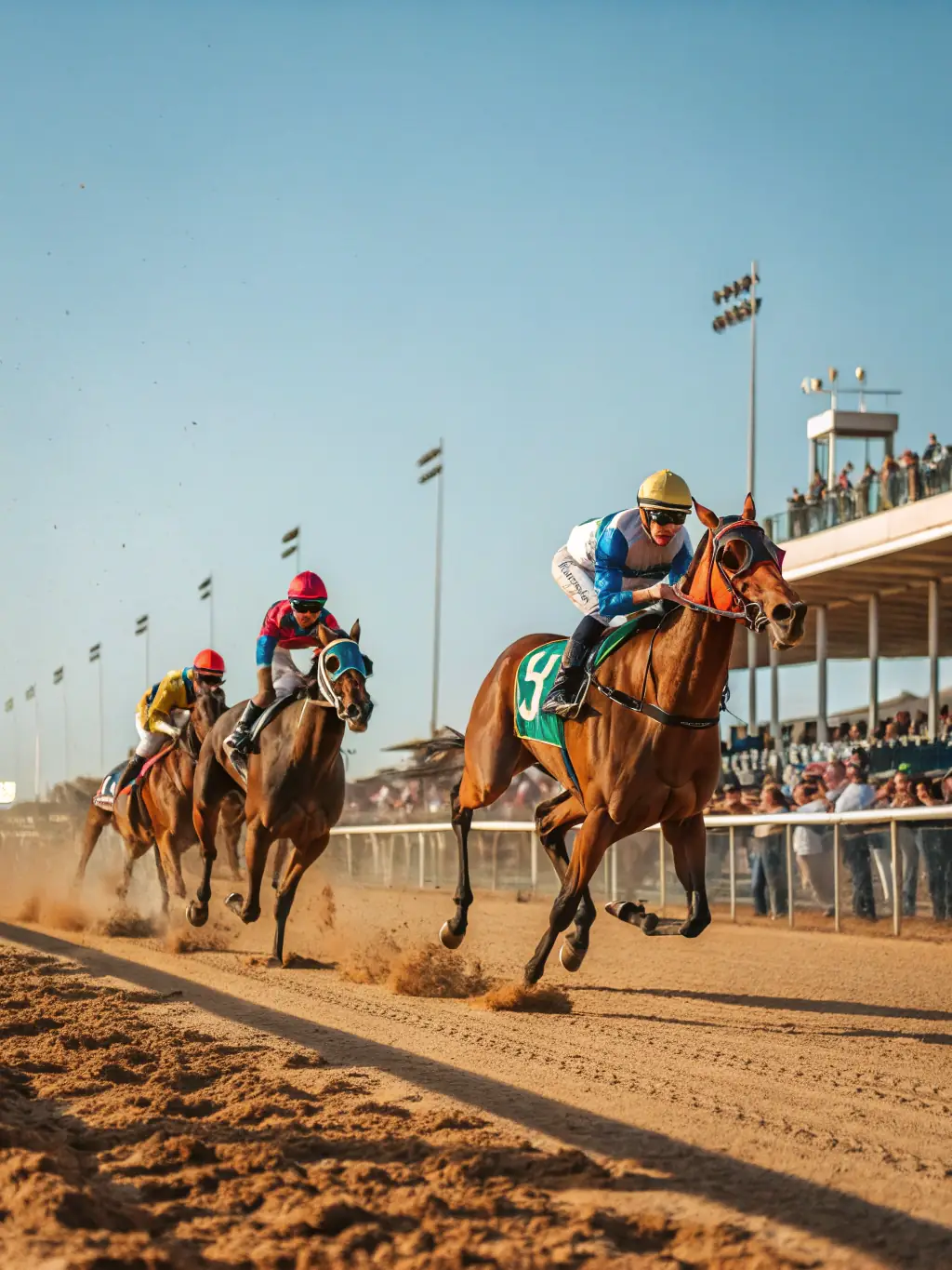 A vibrant image of riders participating in a TEV-organized competition, capturing the excitement and competitive spirit of the camp's events.